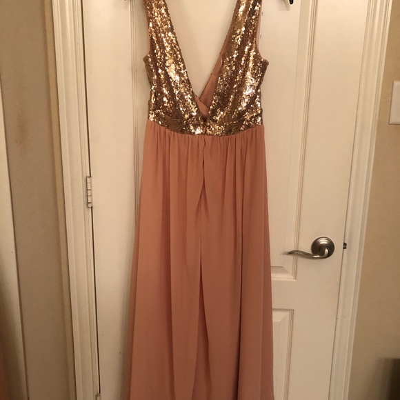 Lulu’s Rose Gold Sequin Maxi Dress - Picture 2 of 5